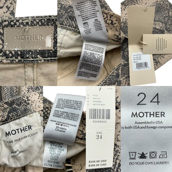 Mother The Hustler Flood Jean Boa Babe 24 Snake Print High Rise NEW - Picture 5 of 14